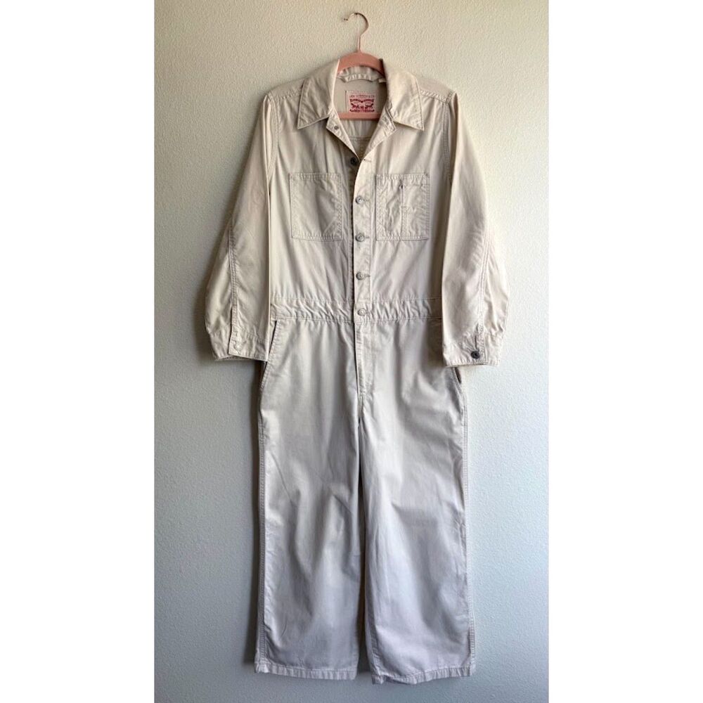 Levi's 100% Cotton Utility Adjustable Waist Boiler Suit Jumpsuit in Cream size M